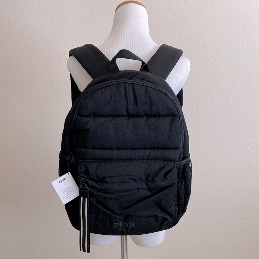 Victoria’s Secret Pink Quilted Puffer Backpack in Black